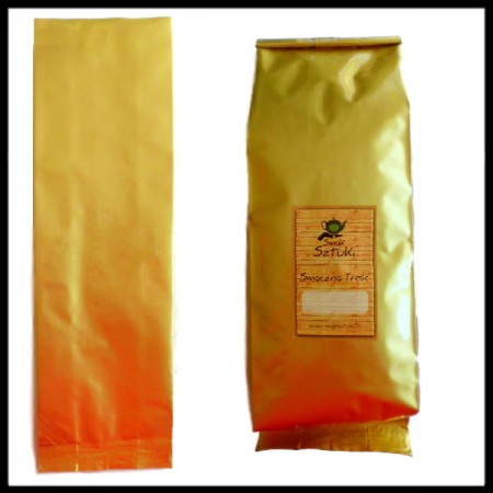 Torebki na kawę złote 9 cm x 3,2 cm x wys. 32 cm złote ALUMINIUM 1 tys. sztuk TANIEJ 20%