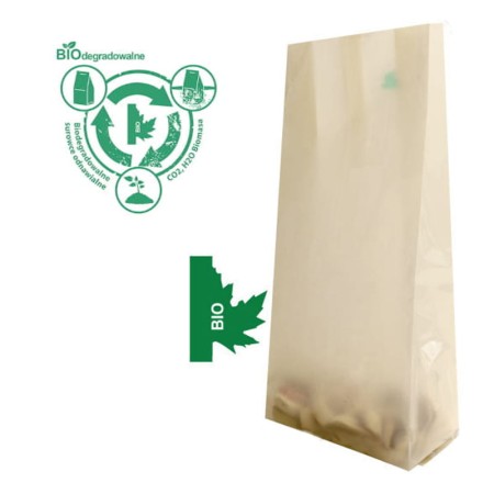 Torebka biodegradowalna matowa 100 gram 8 x 4,5 x 28 cm EKO