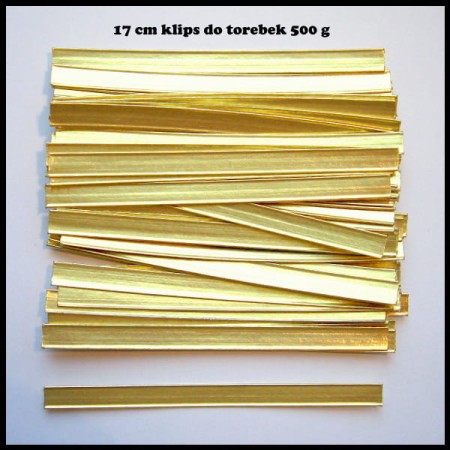 klips wielorazowy do maski do torebki złoty 17 cm