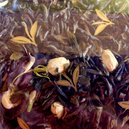 Torebka przeźroczysta złoty listek OPP 100 g na herbatę na kawę