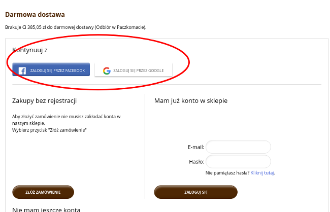 Wybór sposobu rejestracji